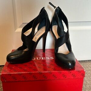 Black leather guess booties